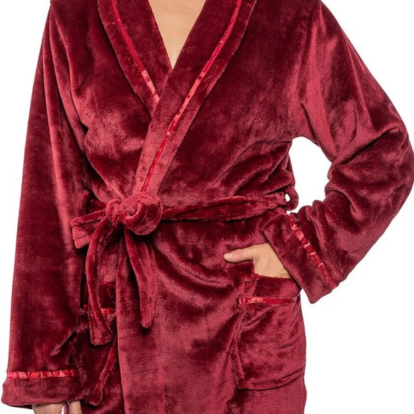 Fleece Robe For Women, Plush Warm‎ Bathrobe Womens, Fluffy Soft Spa Long Robe - Picture 5 of 7